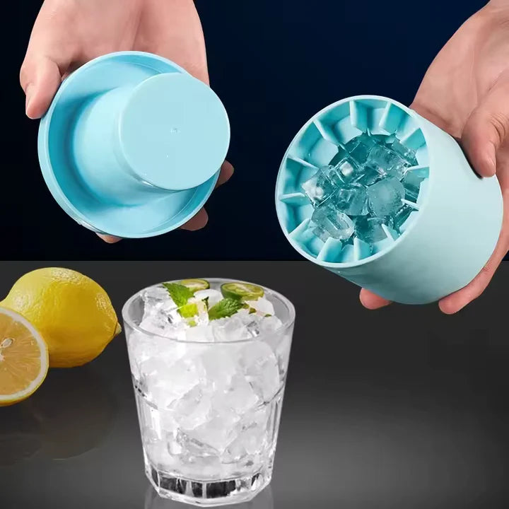 Ice Cube Tray Flexible Food-Grade Silicone Press-To-Release Lid Included