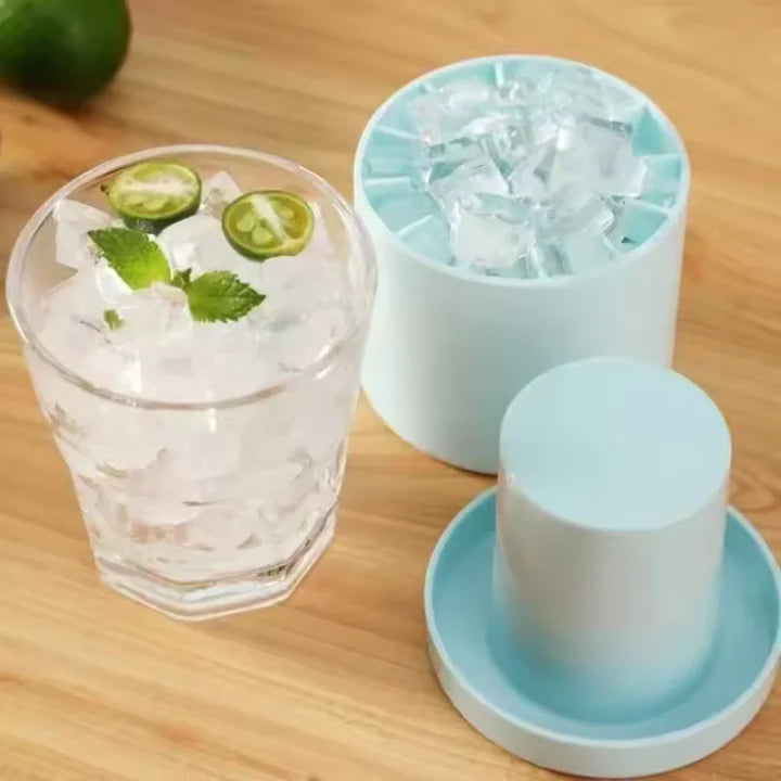 Ice Cube Tray Flexible Food-Grade Silicone Press-To-Release Lid Included