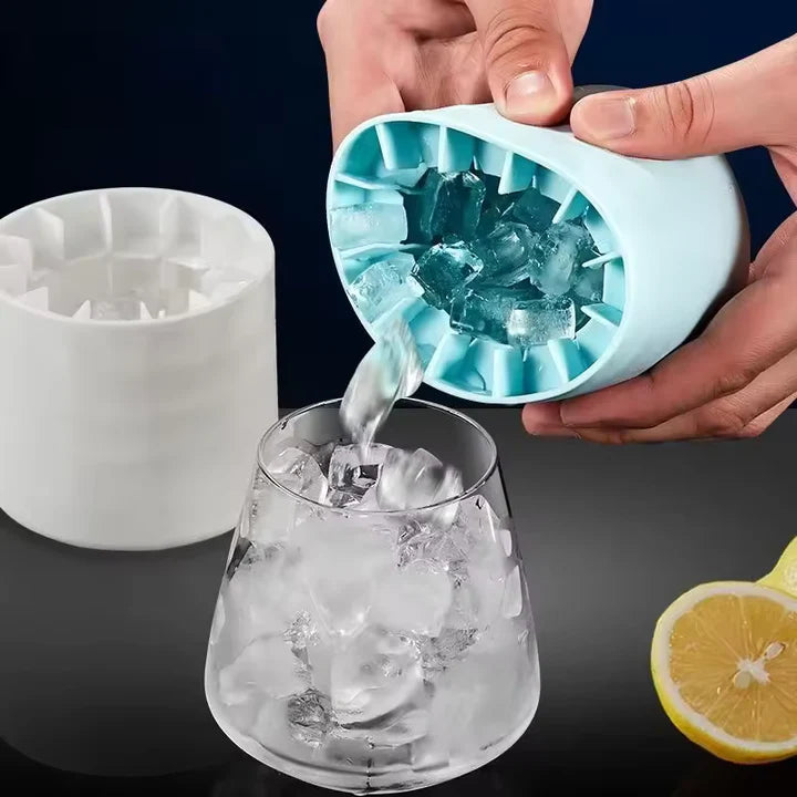 Ice Cube Tray Flexible Food-Grade Silicone Press-To-Release Lid Included