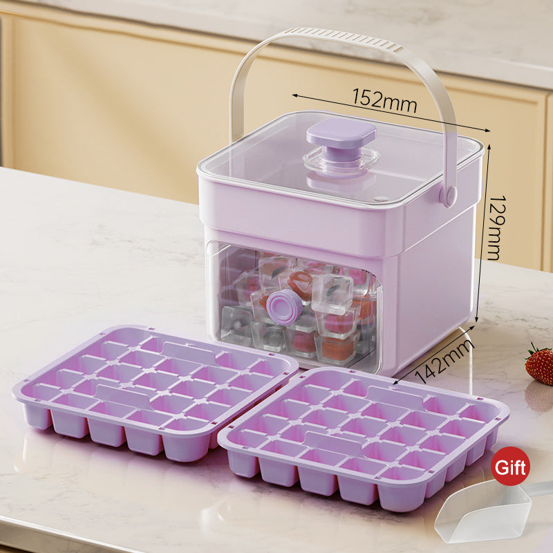 Ice Cube Tray One-Press Release Leak-Proof Lid