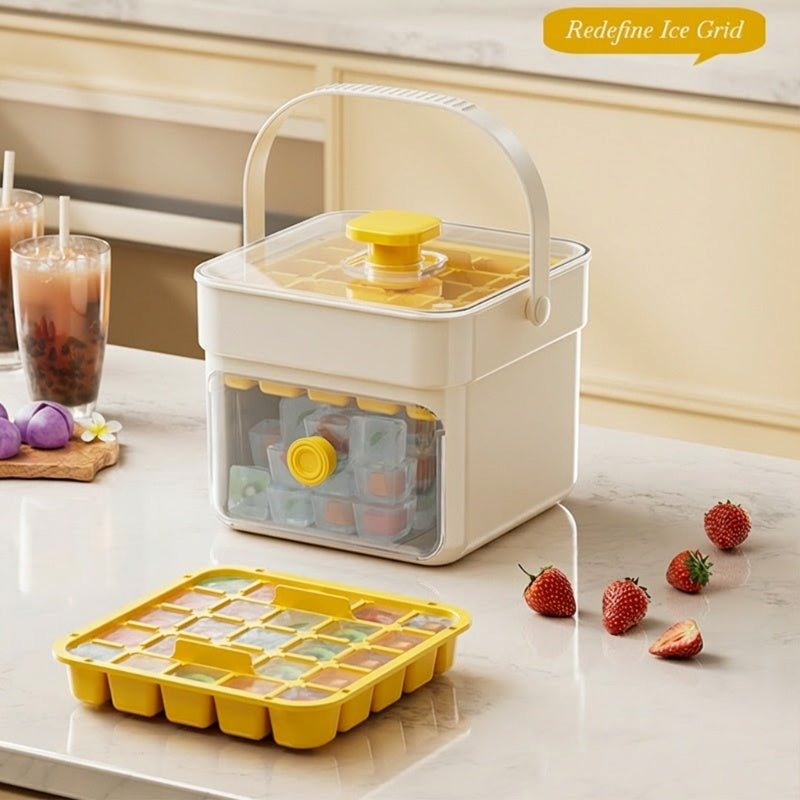 Ice Cube Tray One-Press Release Leak-Proof Lid