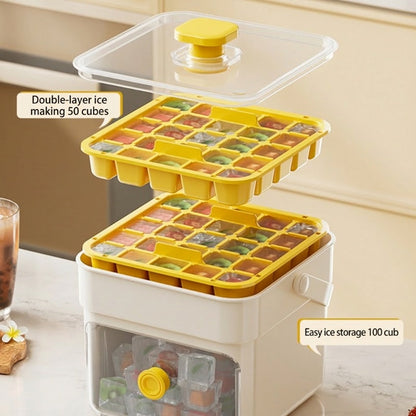 Ice Cube Tray One-Press Release Leak-Proof Lid