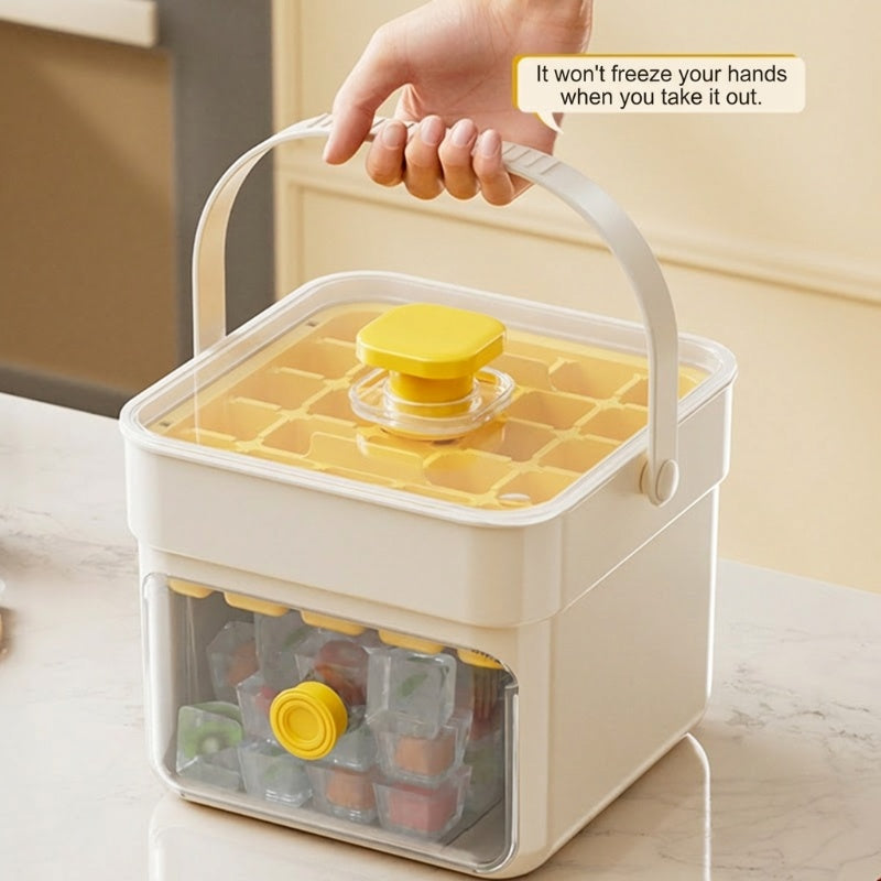 Ice Cube Tray One-Press Release Leak-Proof Lid