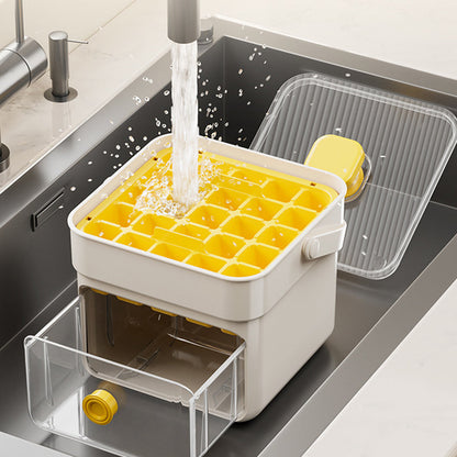 Ice Cube Tray One-Press Release Leak-Proof Lid