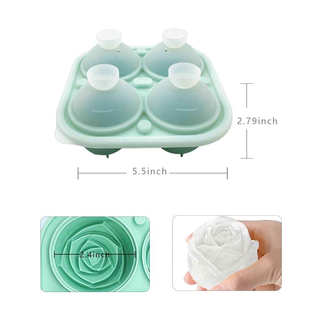 Ice Cube Tray Rose-Shaped Food-Grade Silicone 4 Cavities