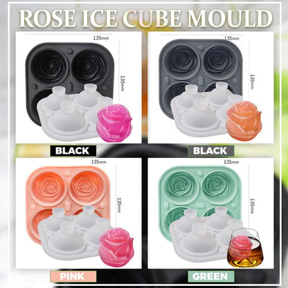 Ice Cube Tray Rose-Shaped Food-Grade Silicone 4 Cavities