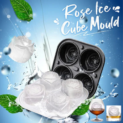 Ice Cube Tray Rose-Shaped Food-Grade Silicone 4 Cavities