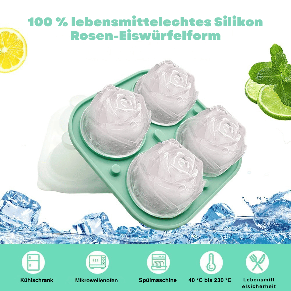 Ice Cube Tray Rose-Shaped Food-Grade Silicone 4 Cavities