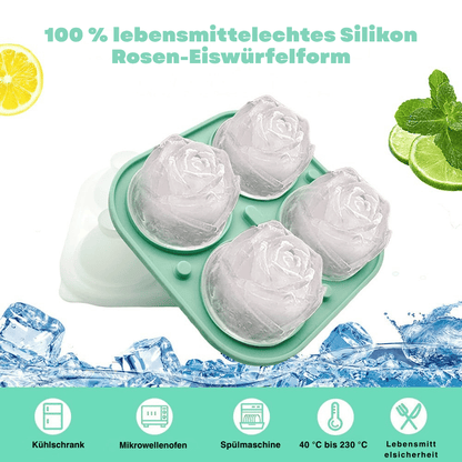 Ice Cube Tray Rose-Shaped Food-Grade Silicone 4 Cavities