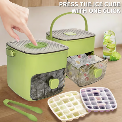 Ice Cube Tray Set 48-Cube Push-Button Release Stackable Storage