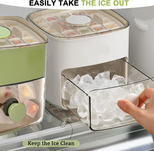 Ice Cube Tray Set 48-Cube Push-Button Release Stackable Storage