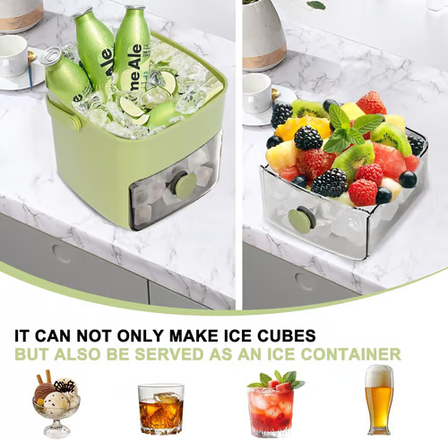 Ice Cube Tray Set 48-Cube Push-Button Release Stackable Storage