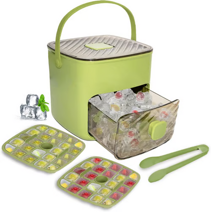 Ice Cube Tray Set 48-Cube Push-Button Release Stackable Storage