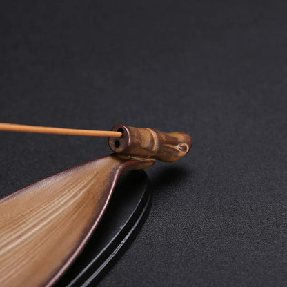 Incense Stick Holder Wooden Bamboo Leaf Design Lightweight Portable