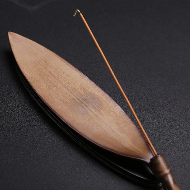 Incense Stick Holder Wooden Bamboo Leaf Design Lightweight Portable