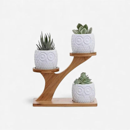 Indoor Plant Stand Tree-Shaped 3-Tier Natural Bamboo