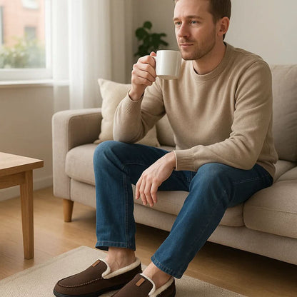 Indoor Slippers Wool-Lined Slip-On Machine Washable