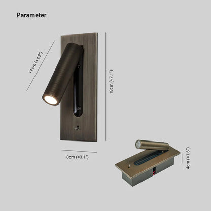 Indoor Wall Lamp Aluminum Adjustable Color Temperature LED Built-In Switch