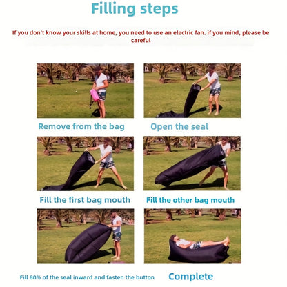 Inflatable Air Lounger Pump-Free Polyester Carry Bag