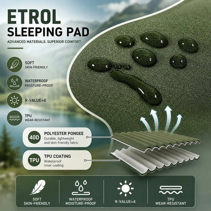 Inflatable Camping Sleeping Mat Built-In Foot Pump