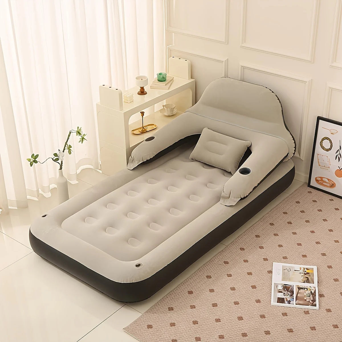 Inflatable Mattress with Built-In Pump – Restful Sleep and Spinal Support