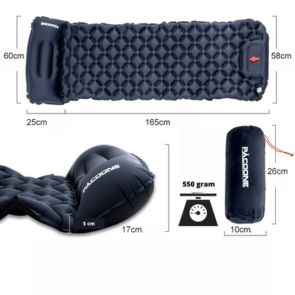 Inflatable Sleeping Mat Waterproof Built-In Pump & Integrated Pillow