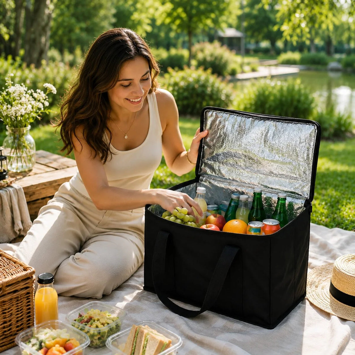 Insulated Cooler Tote XL Capacity Sturdy Handles