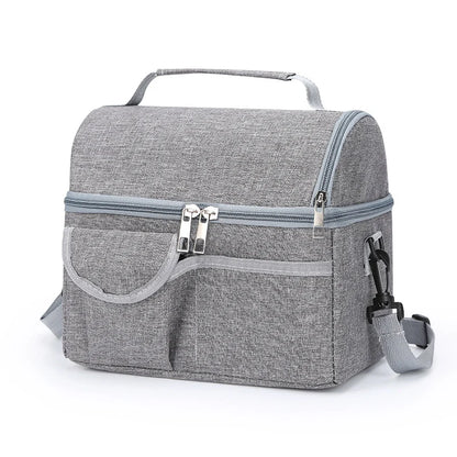 Insulated Lunch Bag Multi-Compartment Waterproof Lining Adjustable Strap
