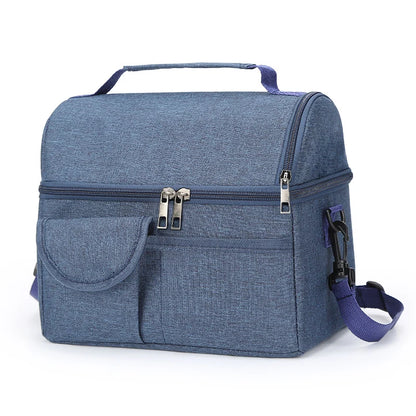 Insulated Lunch Bag Multi-Compartment Waterproof Lining Adjustable Strap