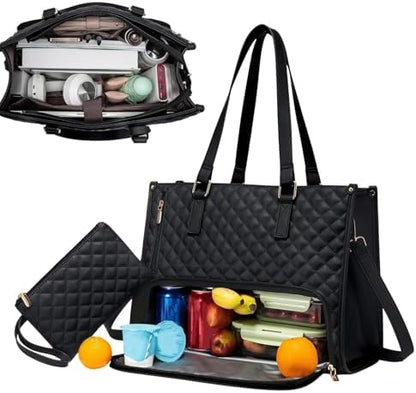 Insulated Lunch Bag Two-Compartment Padded Laptop Sleeve Fits 15-Inch