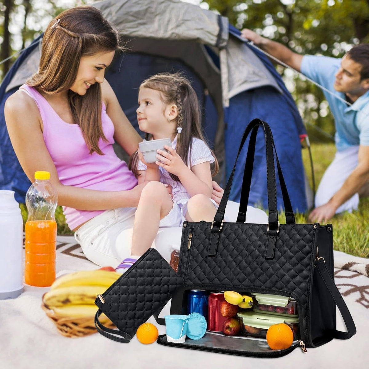 Insulated Lunch Bag Two-Compartment Padded Laptop Sleeve Fits 15-Inch