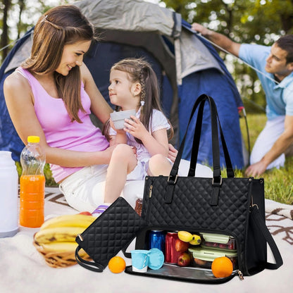 Insulated Lunch Bag Two-Compartment Padded Laptop Sleeve Fits 15-Inch