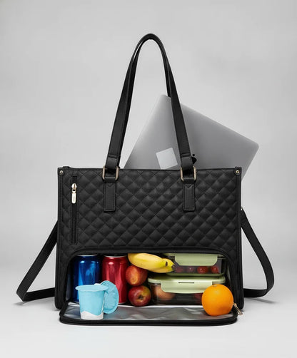 Insulated Lunch Bag Two-Compartment Padded Laptop Sleeve Fits 15-Inch