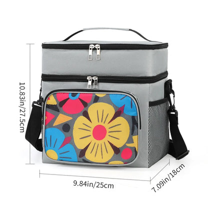 Insulated Lunch Cooler Bag Two Compartments & Adjustable Strap