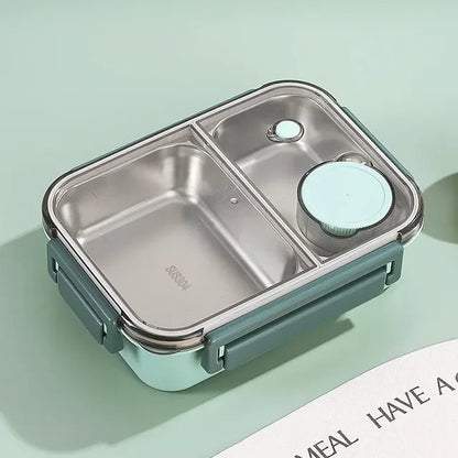 Insulated Lunchbox 3 Compartments Stainless Steel Inserts Leak-Proof Lid