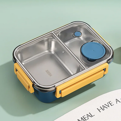 Insulated Lunchbox 3 Compartments Stainless Steel Inserts Leak-Proof Lid