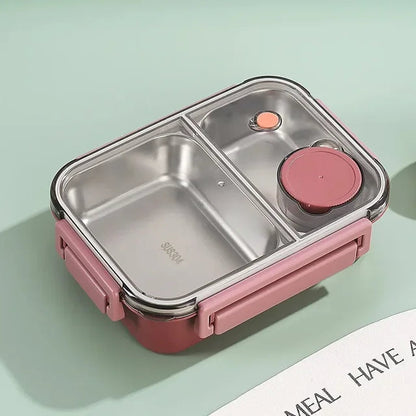 Insulated Lunchbox 3 Compartments Stainless Steel Inserts Leak-Proof Lid