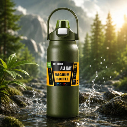 Insulated Water Bottle Integrated Straw Multiple Sizes