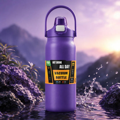 Insulated Water Bottle Integrated Straw Multiple Sizes