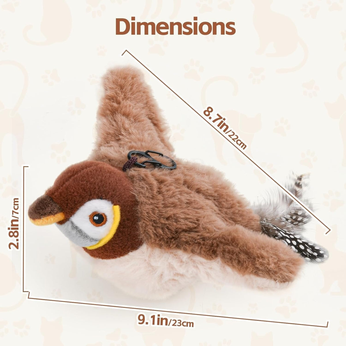 Interactive Cat Toy Motion-Activated Chirping USB Rechargeable Washable Plush