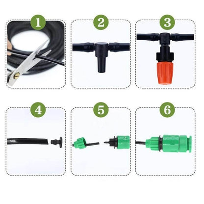 Irrigation Kit Adjustable Micro Spray Nozzles Cuttable Hose