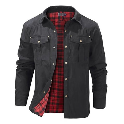 Jacket Lightweight Button-Up Breathable Plaid Lining