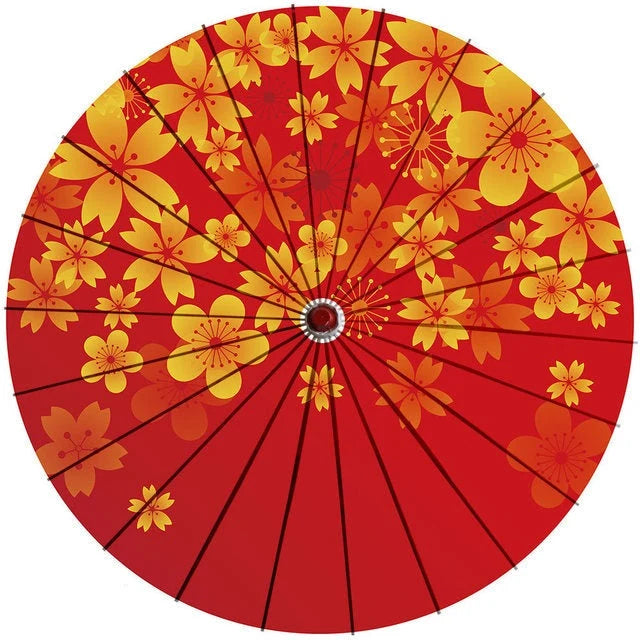 Japanese Parasol Cotton Paper & Bamboo 33.1-Inch Canopy