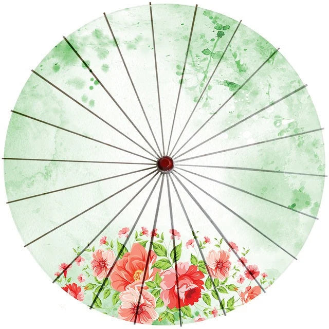 Japanese Parasol Cotton Paper & Bamboo 33.1-Inch Canopy
