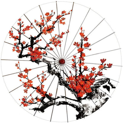 Japanese Parasol Cotton Paper & Bamboo 33.1-Inch Canopy