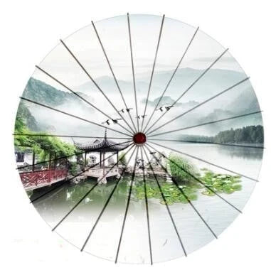 Japanese Parasol Cotton Paper & Bamboo 33.1-Inch Canopy