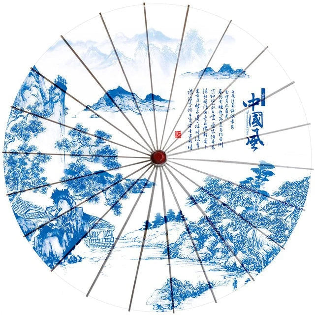Japanese Parasol Cotton Paper & Bamboo 33.1-Inch Canopy