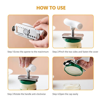Jar Opener Adjustable Stainless Steel Grip Joint-Friendly