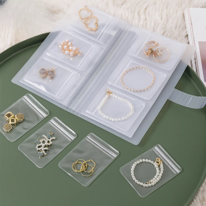 Jewelry Organizer Book Compact Transparent Sealable Sleeves