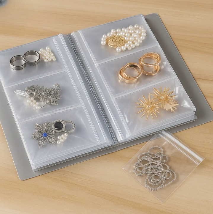 Jewelry Organizer Book Compact Transparent Sealable Sleeves
